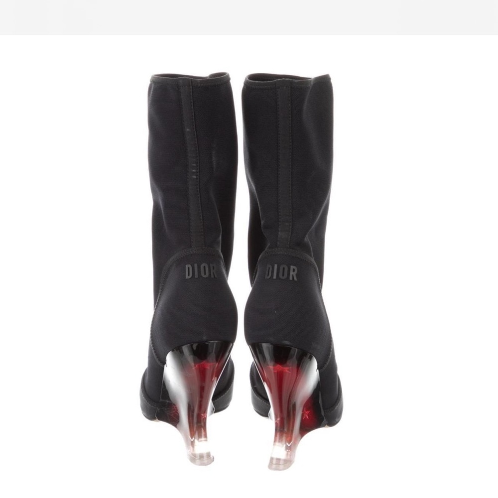 Dior Black Heeled Boots with Transparent Heel